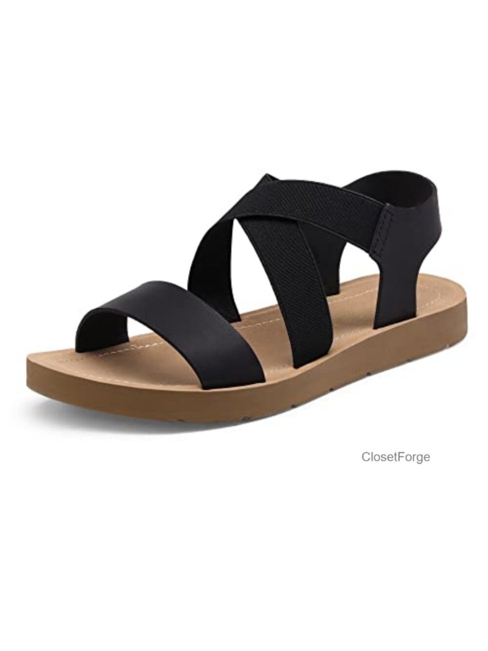 Women's Flat Sandals with Crisscross Elastic Ankle Strap